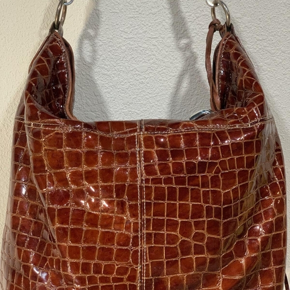 Brighton Brown Alligator Leather Hobo Bag - Picture 5 of 10